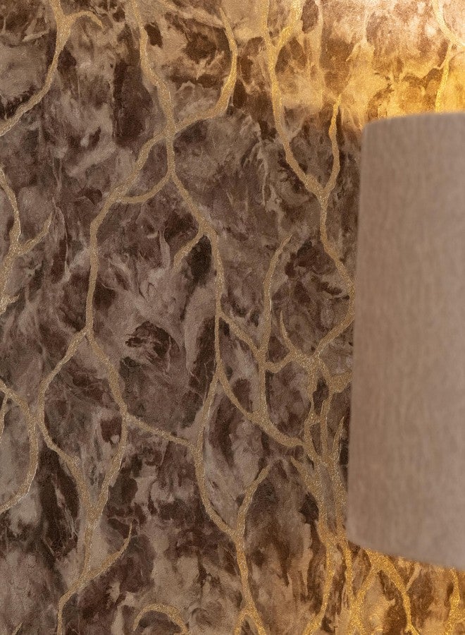 وولبين ورق جدران وولبين غير منسوج وغير لاصق (53 × 950 سم) (بني) | ورق جدران بتصميم حجري مزخرف مع بريق ذهبي | غطاء جداري بني مزخرف للمنزل (54.18 قدم مربع) - Image 4